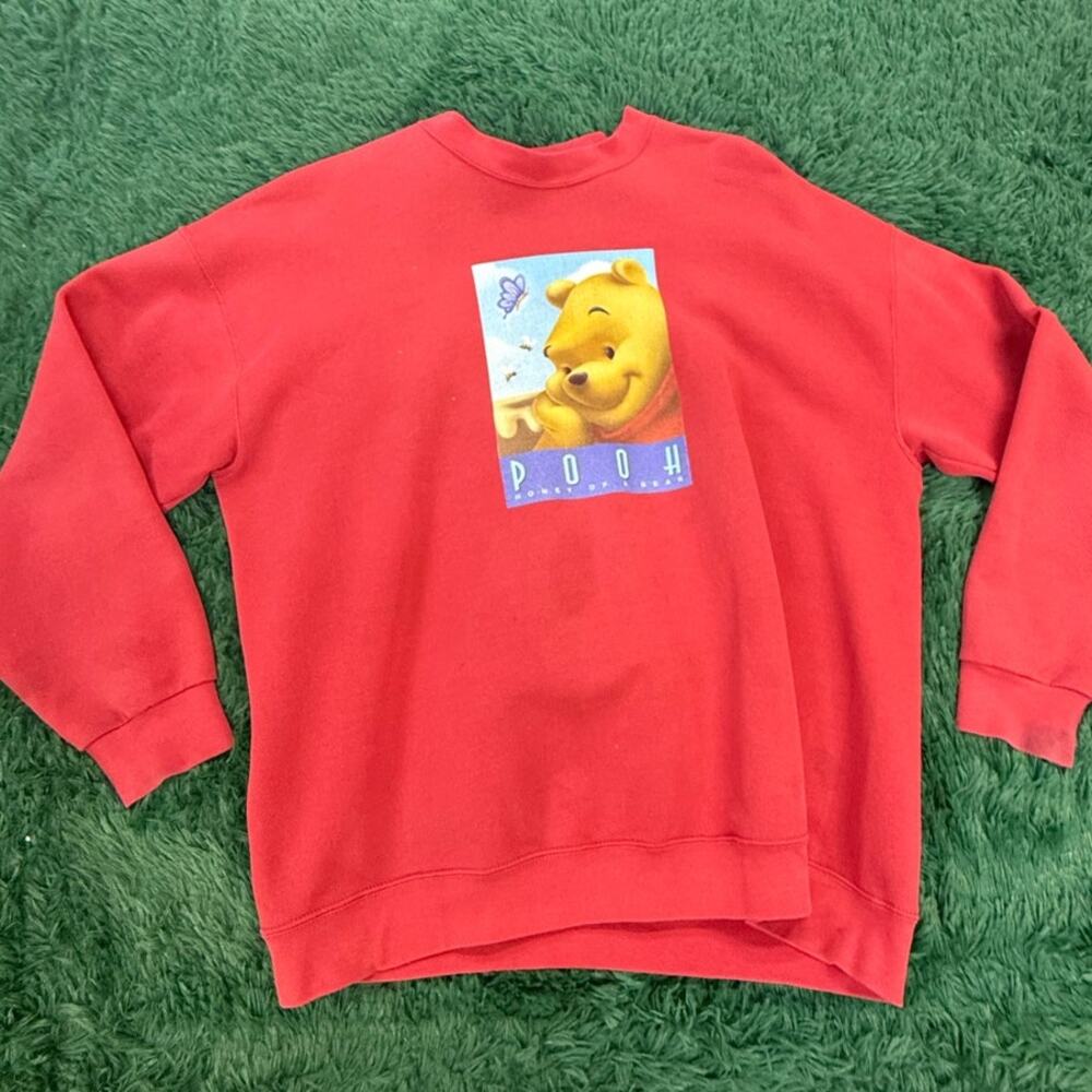90s Disney Winnie the Pooh Red 2XL Pullover Sweatshirt